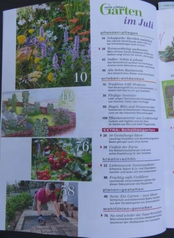 Inhaltsverzeichnis erste Seite der "Mein schöner Garten" Ausgabe Juli 2016