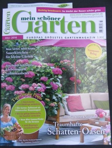 Titelseite der Zeitschrift "mein schöner Garten" Ausgabe Juli 2016